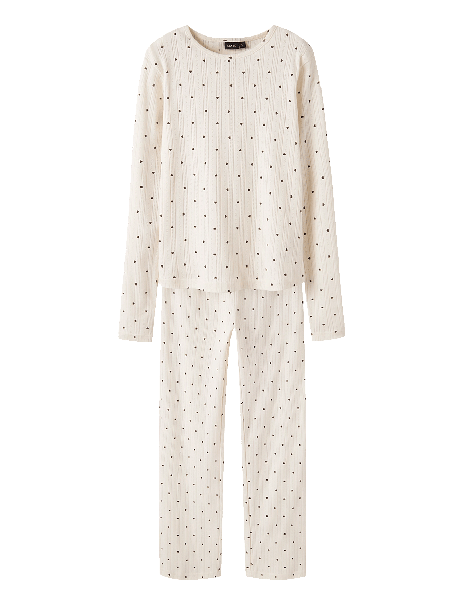 LMTD - NLFSOMINA LS POINTELLE NIGHTSET - pyjama-sets - antique white - 1