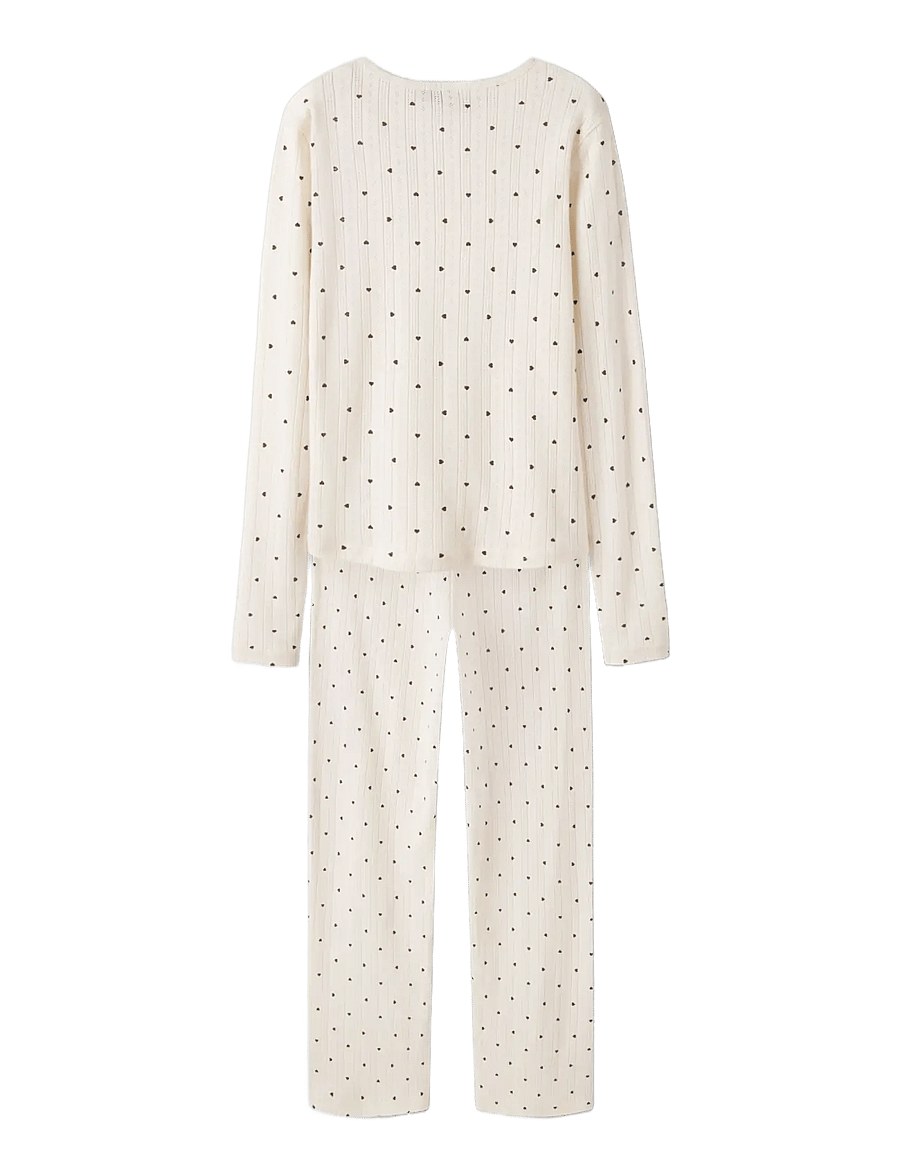LMTD - NLFSOMINA LS POINTELLE NIGHTSET - pyjama-sets - antique white - 2