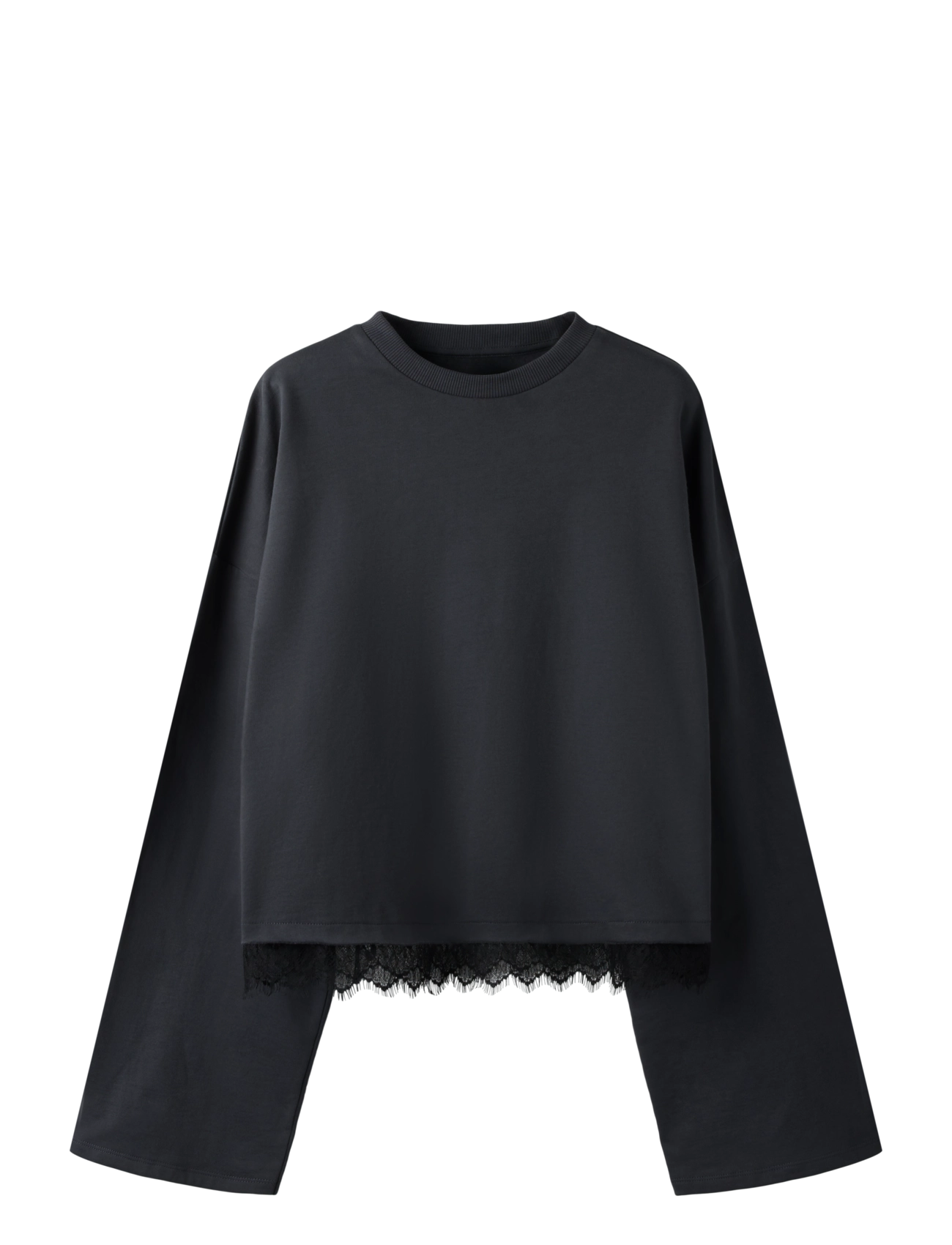 LMTD NLFBELLA LS LACE TOP - Viršutinės dalies drabužiai - BLACK OYSTER / black