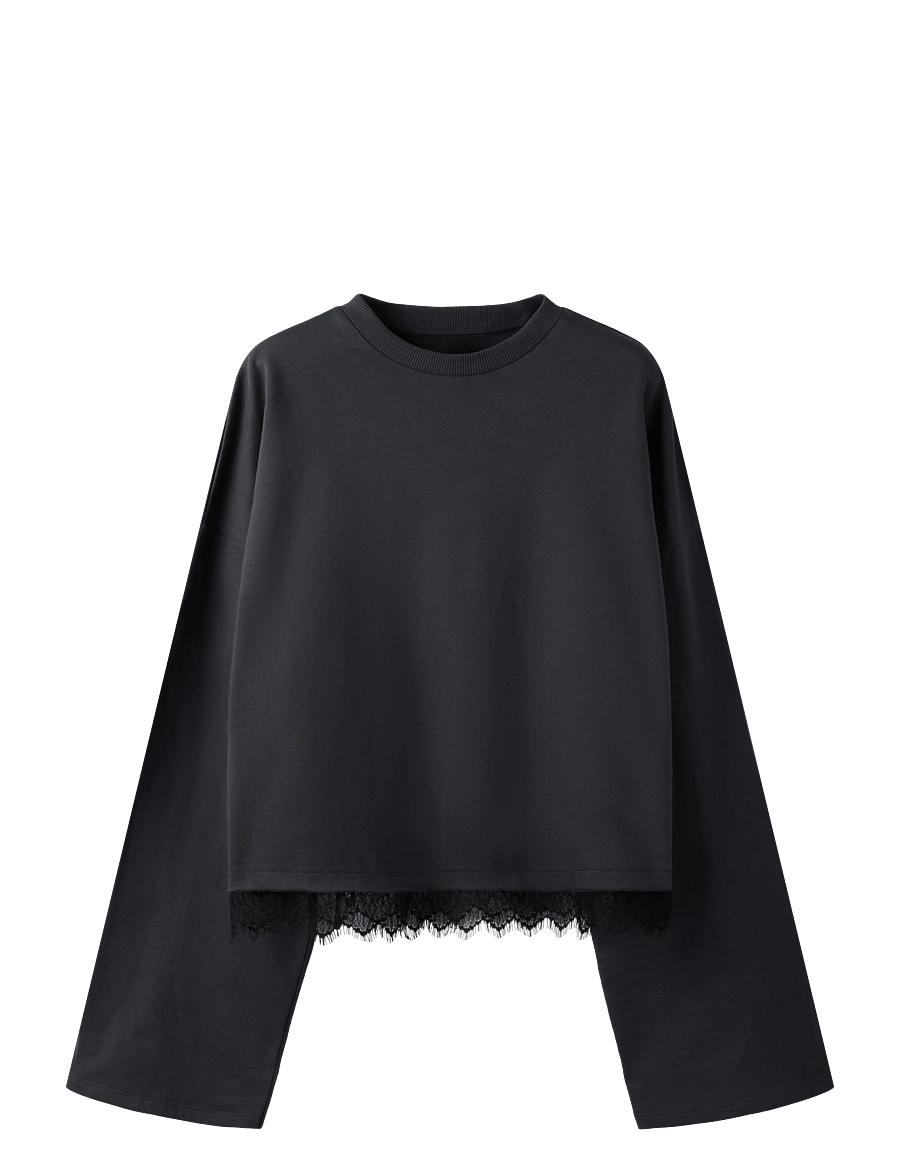LMTD - NLFBELLA LS LACE TOP - black oyster - 0