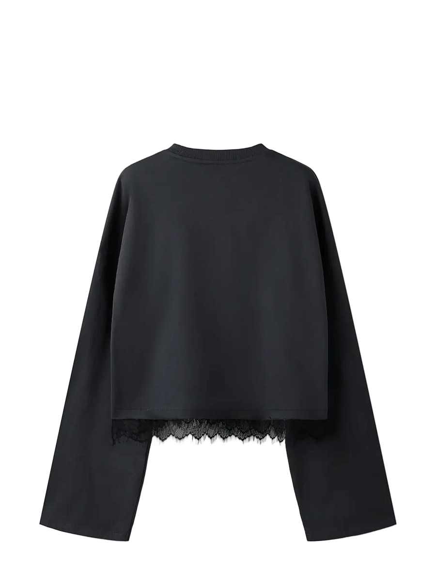 LMTD - NLFBELLA LS LACE TOP - black oyster - 1
