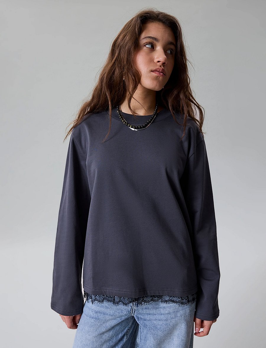 LMTD - NLFBELLA LS LACE TOP - black oyster - 3