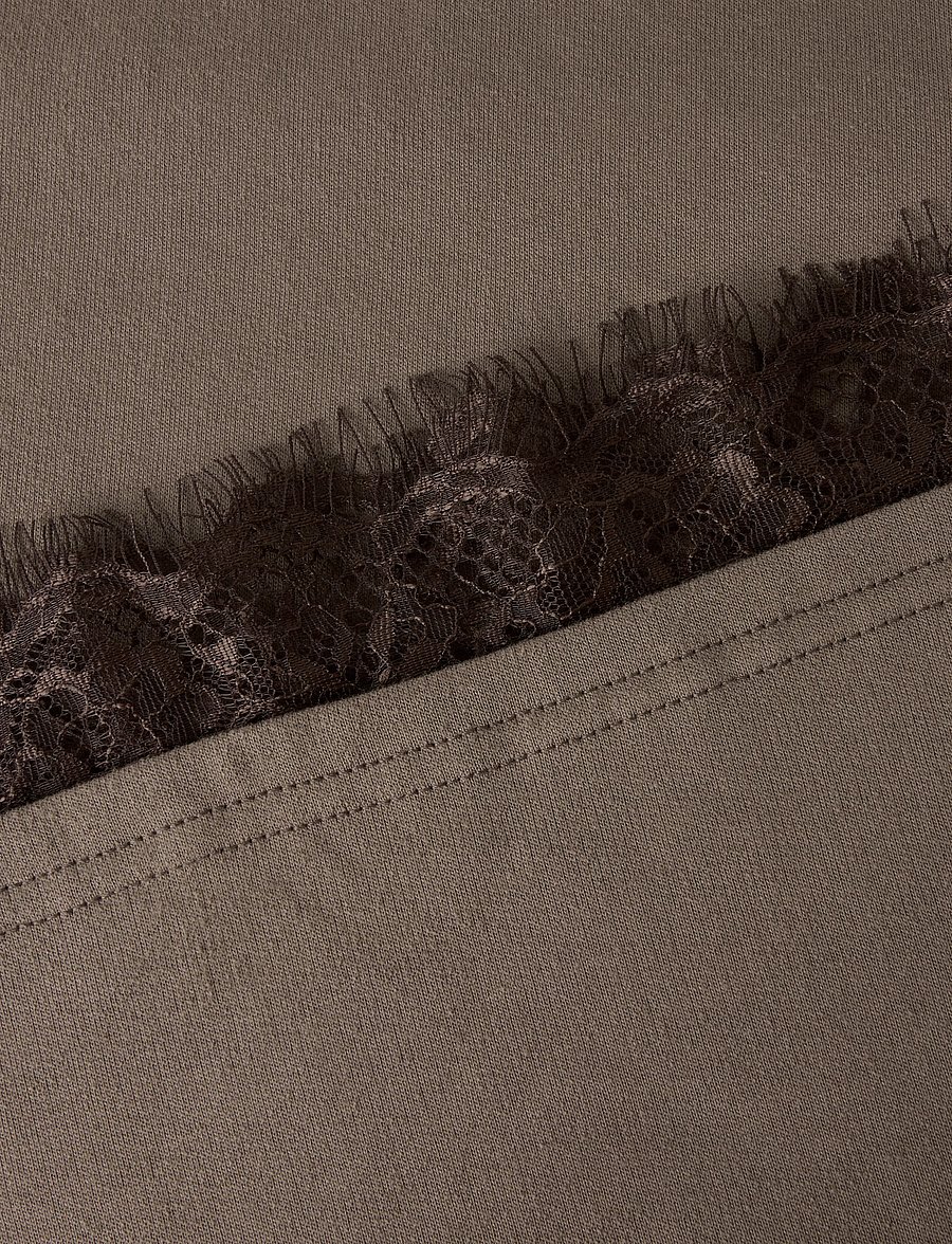 LMTD - NLFBELLA LS LACE TOP - långärmade t-shirts - chocolate chip - 2