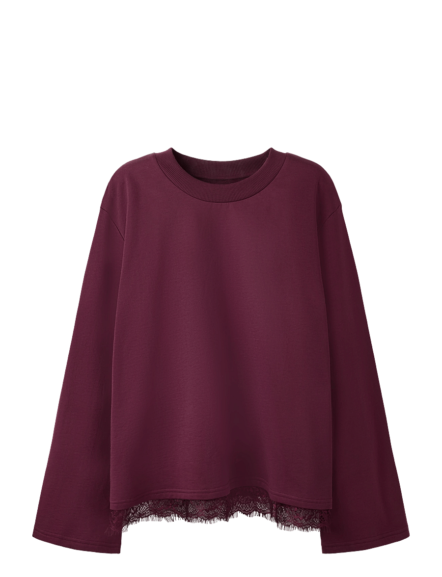 LMTD - NLFBELLA LS LACE TOP - långärmade t-shirts - fig - 0