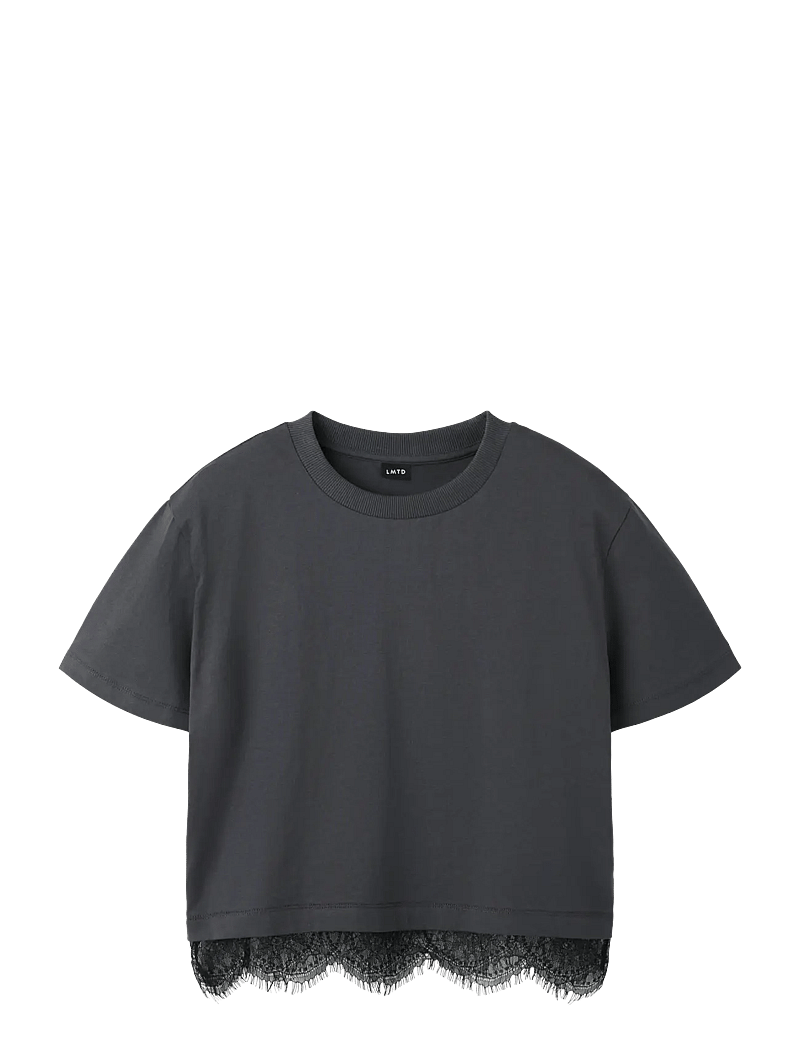 LMTD - NLFBELLA SS L LACE TOP - kurzärmelige - black oyster - 0
