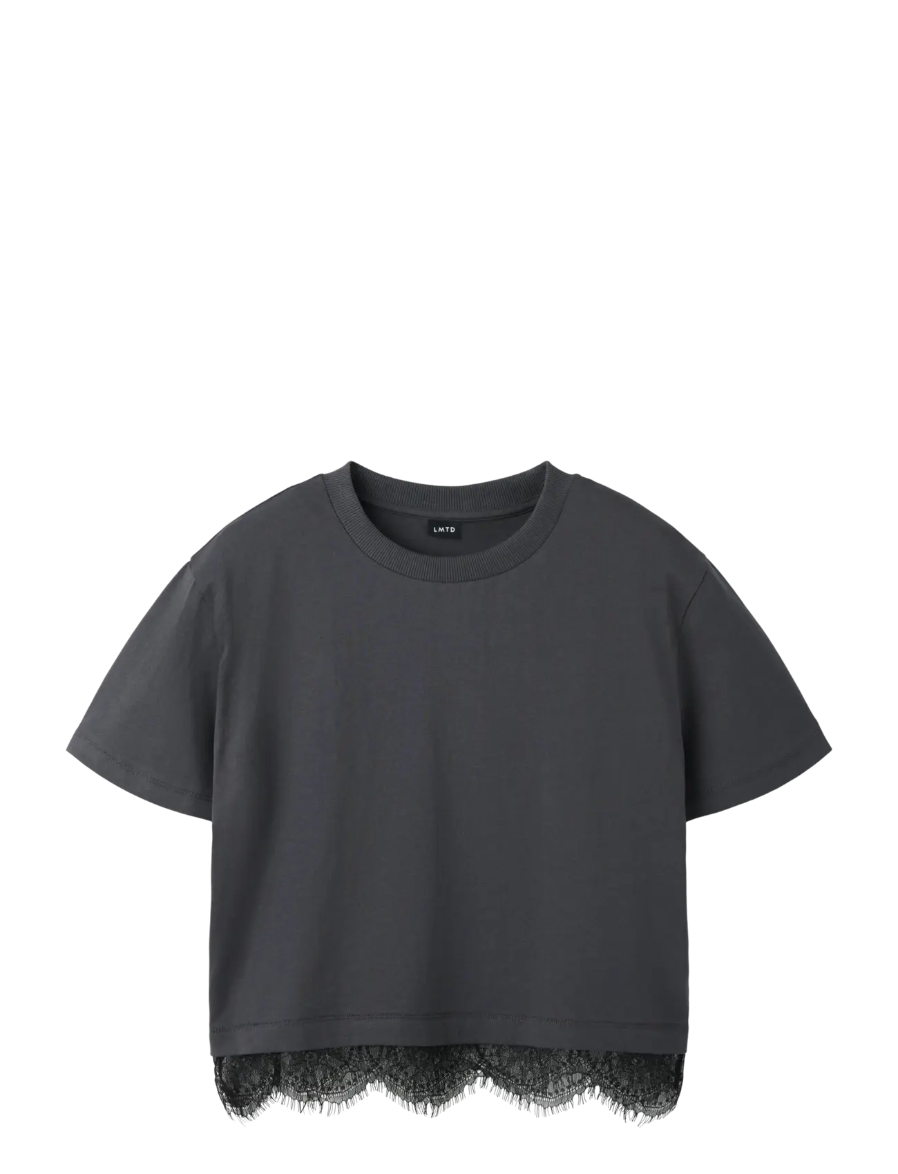 LMTD NLFBELLA SS L LACE TOP - T-shirts - BLACK OYSTER / black