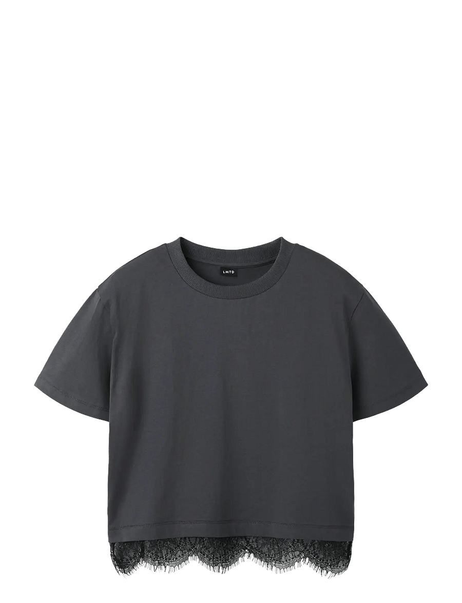 LMTD - NLFBELLA SS L LACE TOP - stutterma bolir - black oyster - 0