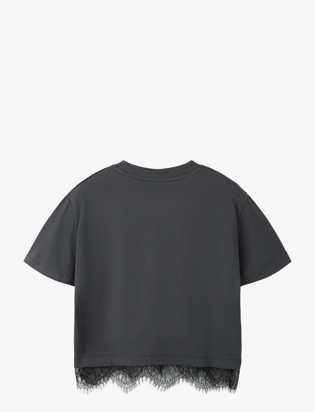 LMTD - NLFBELLA SS L LACE TOP - kortärmade t-shirts - black oyster - 1
