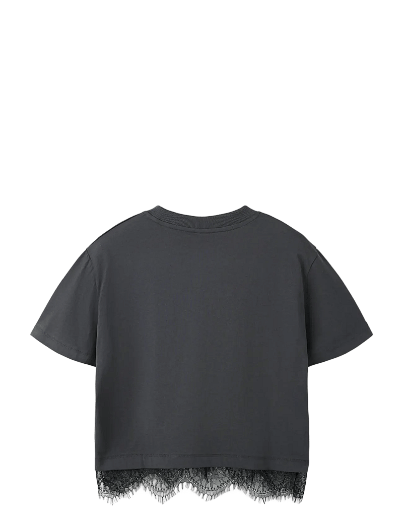 LMTD - NLFBELLA SS L LACE TOP - kurzärmelige - black oyster - 1