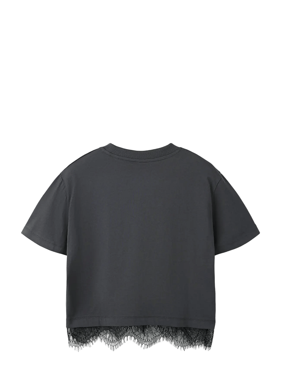 LMTD - NLFBELLA SS L LACE TOP - stutterma bolir - black oyster - 1