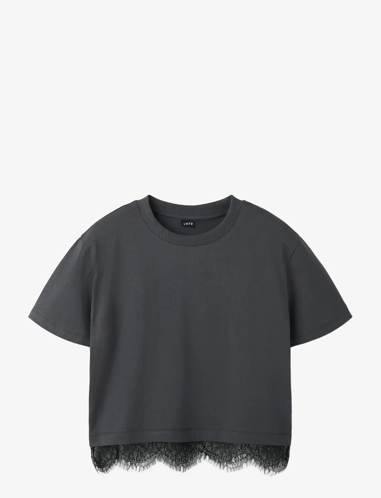 LMTD - NLFBELLA SS L LACE TOP - kortärmade t-shirts - black oyster - 2