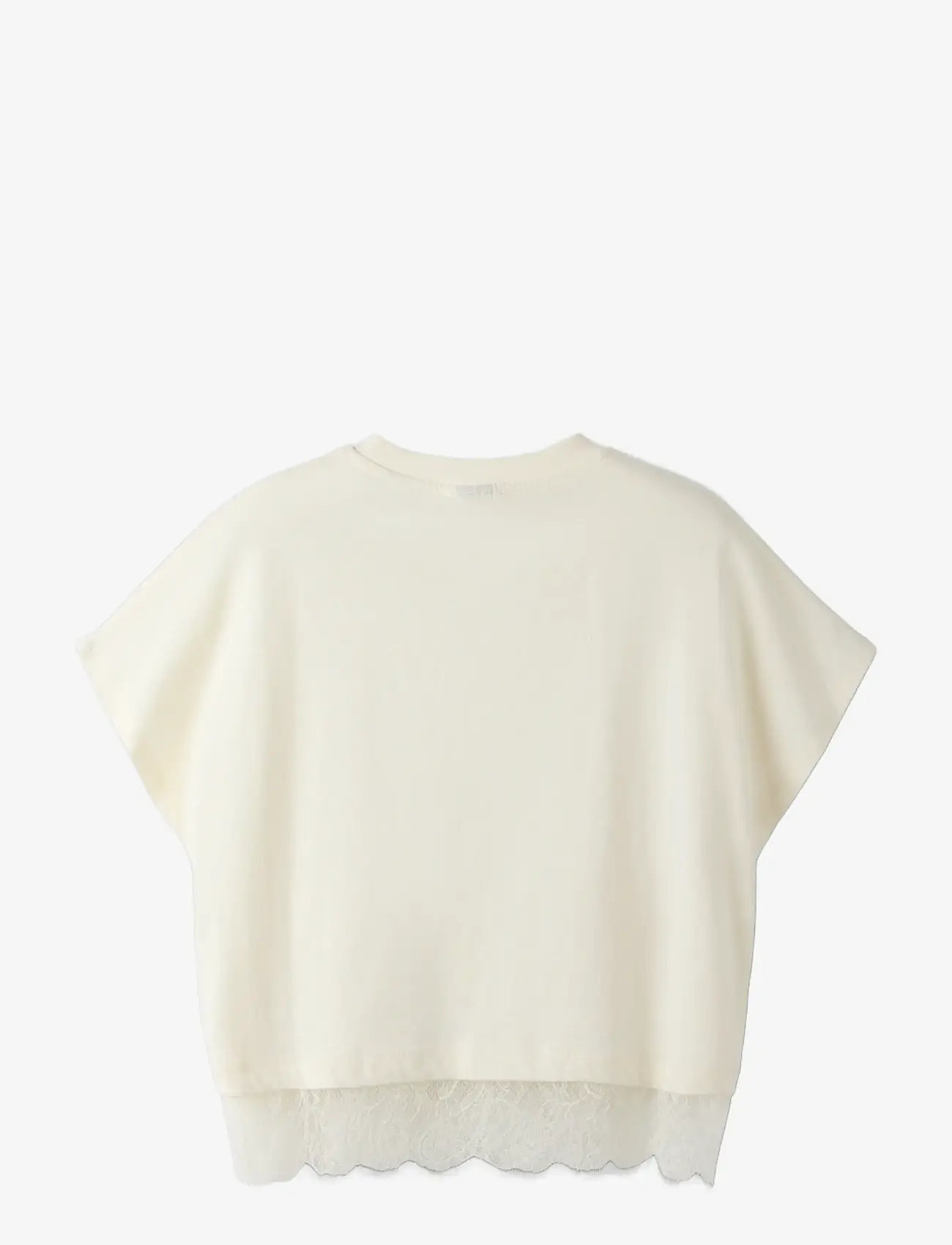 LMTD - NLFBELLA SS L LACE TOP - kortærmede t-shirts - white alyssum - 1
