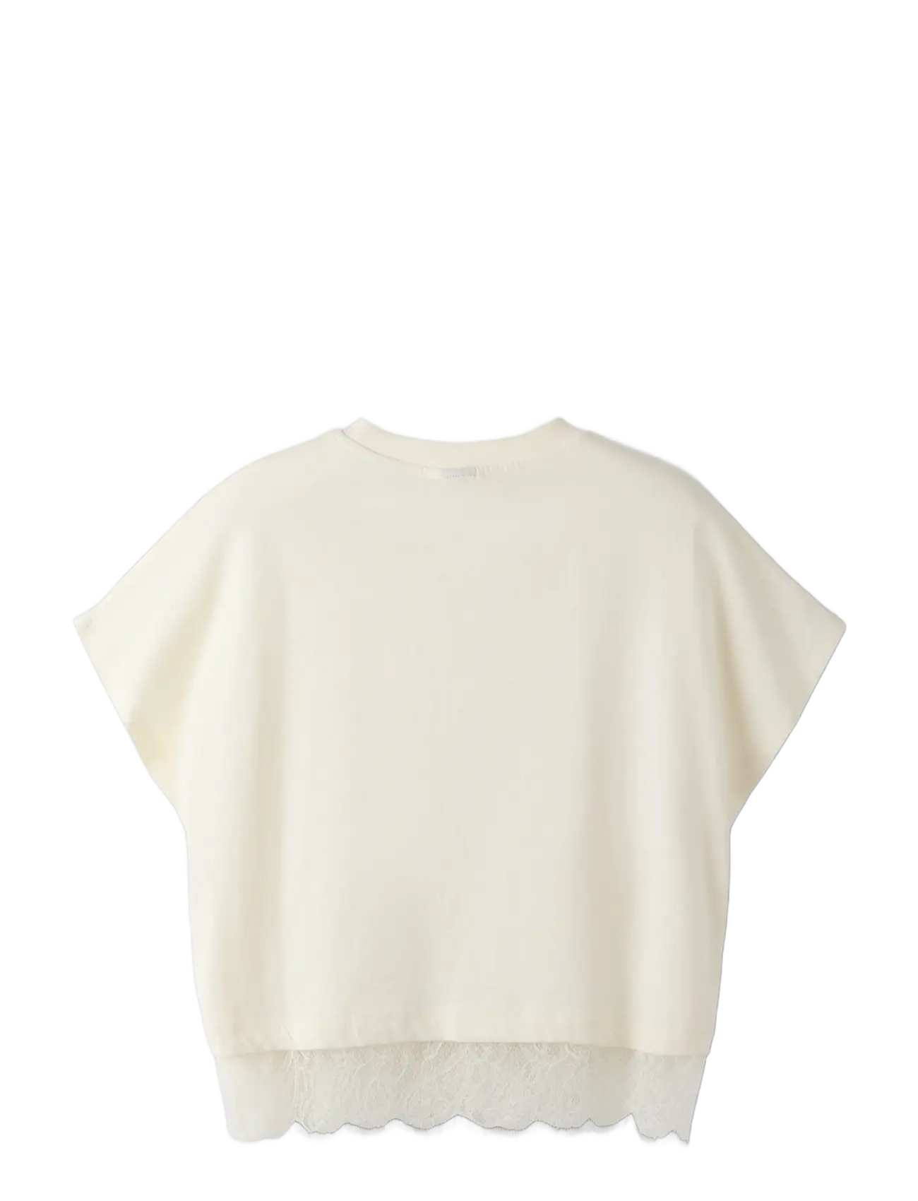 LMTD - NLFBELLA SS L LACE TOP - short-sleeved t-shirts - white alyssum - 1