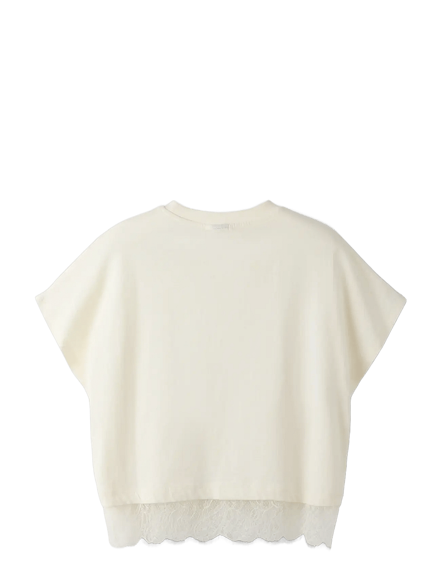 LMTD - NLFBELLA SS L LACE TOP - kurzärmelige - white alyssum - 1