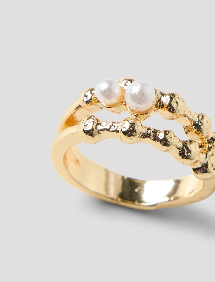 LMTD - NLFPEARLY RING - ringar - gold colour - 2