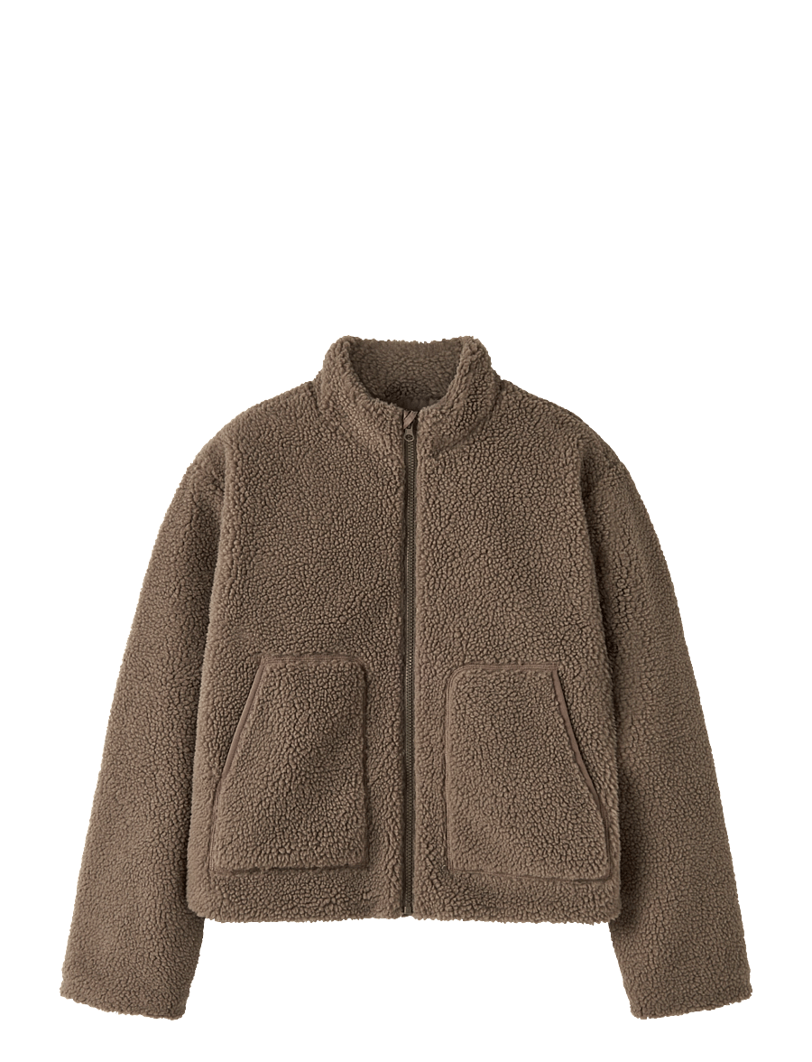 LMTD - NLFMAJOS SHORT SHERPA JACKET - fleecejacken - shitake - 0