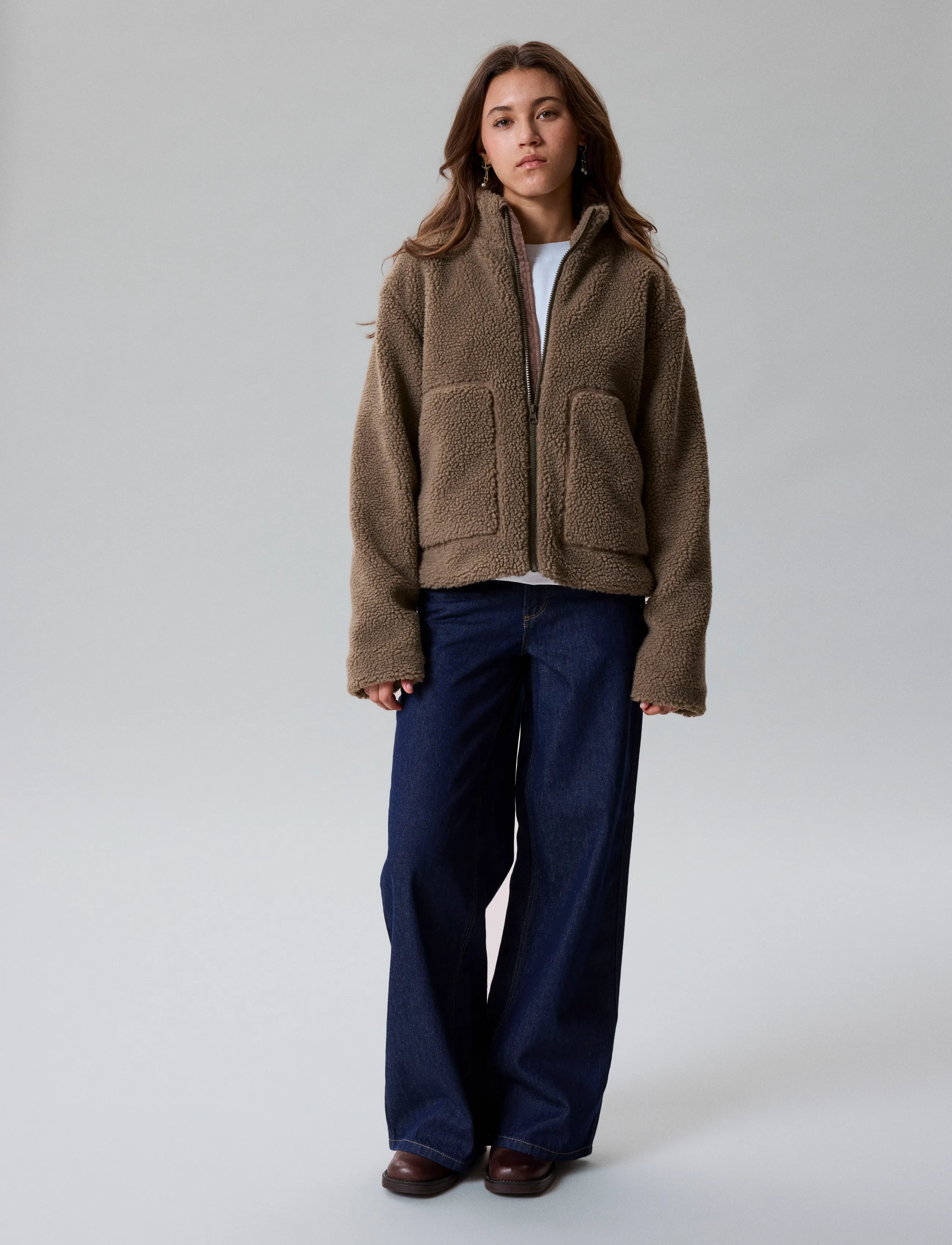 LMTD - NLFMAJOS SHORT SHERPA JACKET - fleece jackets - shitake - 2
