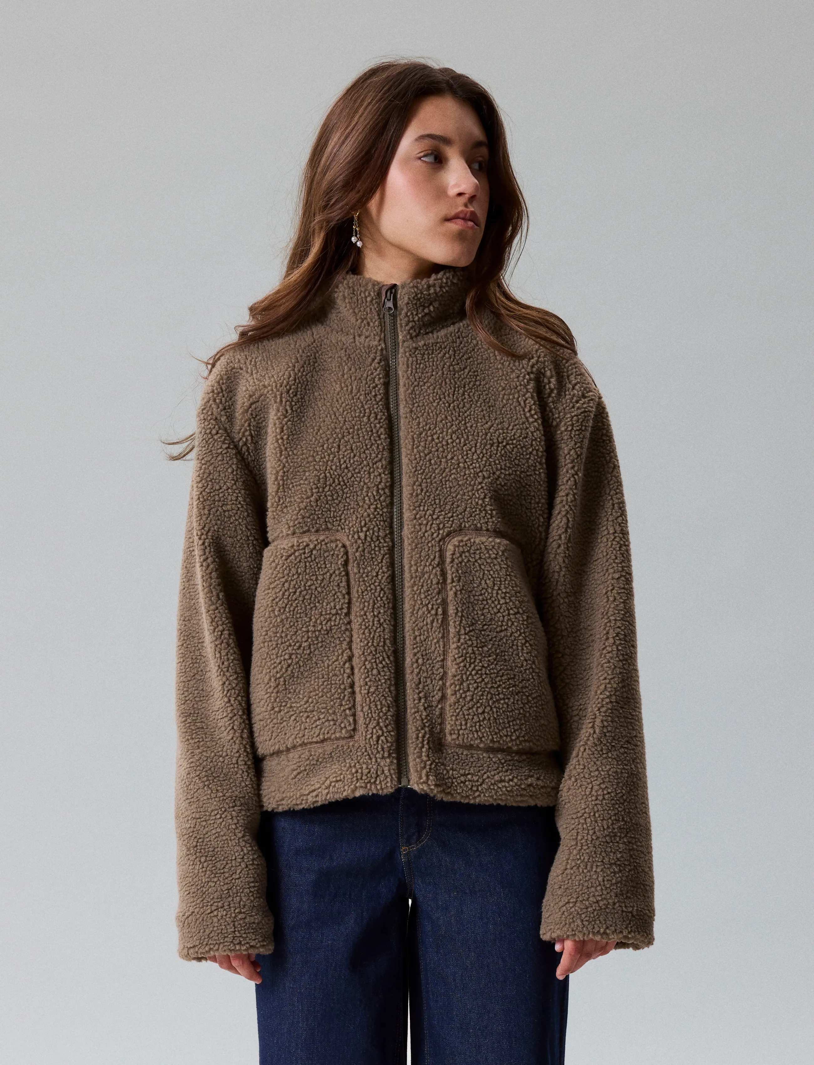 LMTD - NLFMAJOS SHORT SHERPA JACKET - fleece jackets - shitake - 3