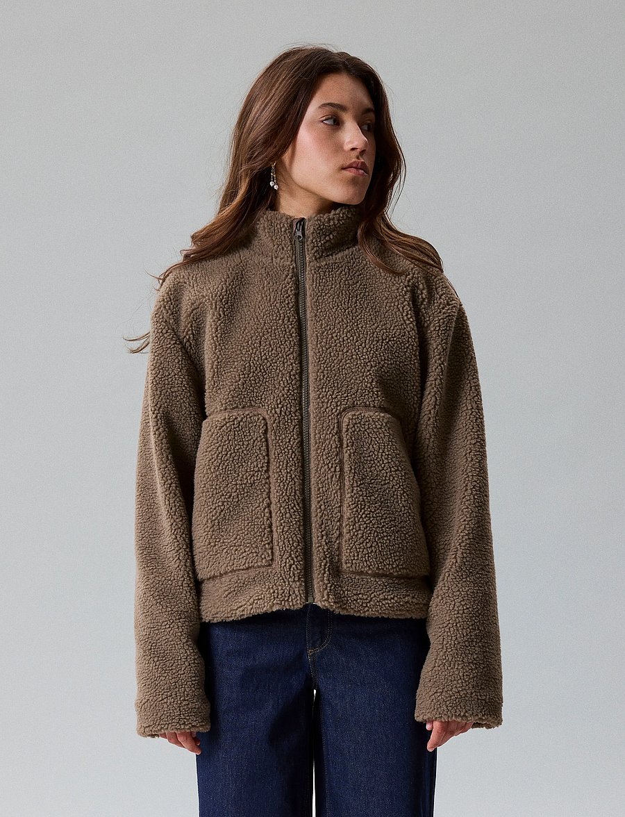 LMTD - NLFMAJOS SHORT SHERPA JACKET - fleecejacken - shitake - 3