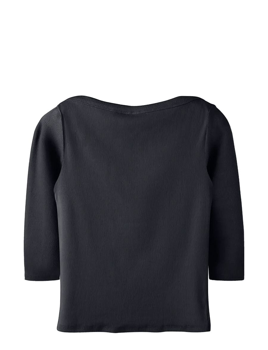 LMTD - NLFENVO 3/4 SHORT BOATNECK S TOP - langærmede t-shirts - black oyster - 1