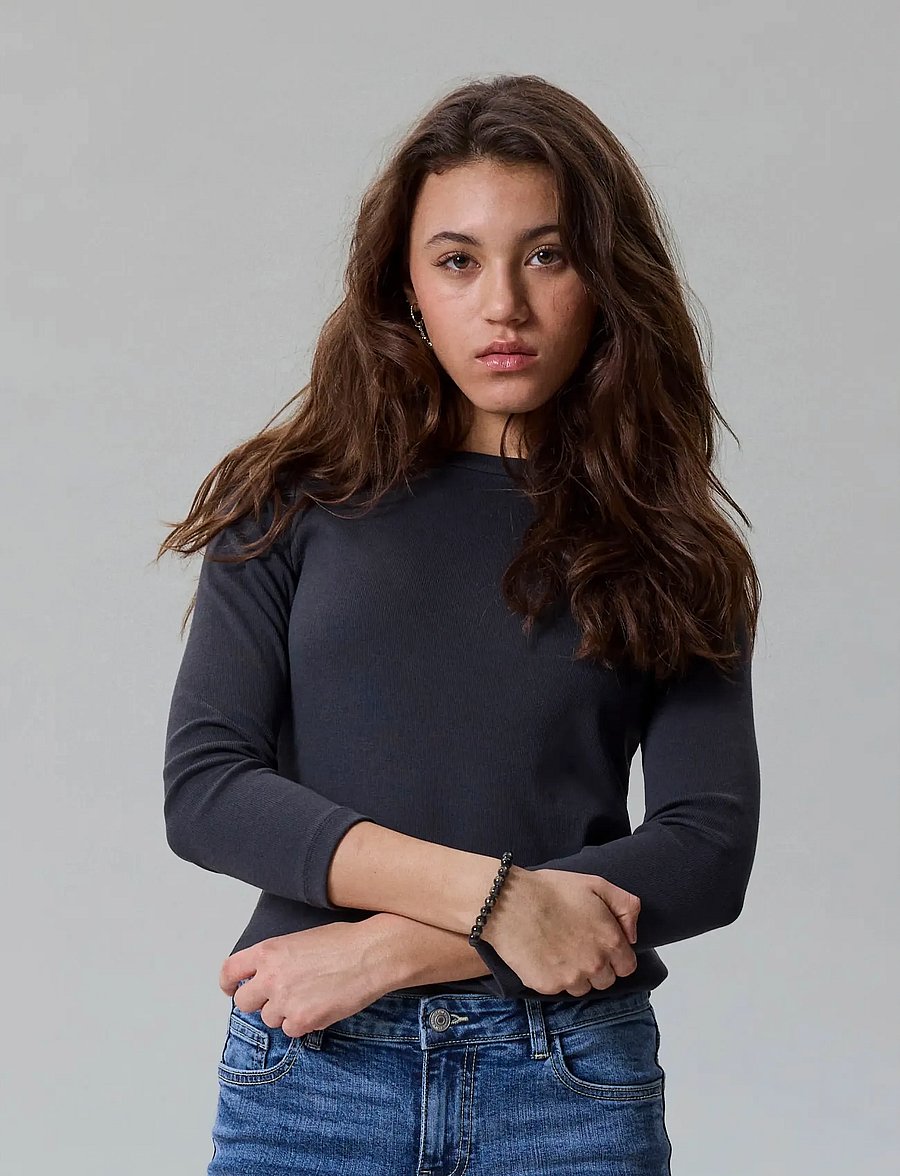 LMTD - NLFENVO 3/4 SHORT BOATNECK S TOP - langærmede t-shirts - black oyster - 3