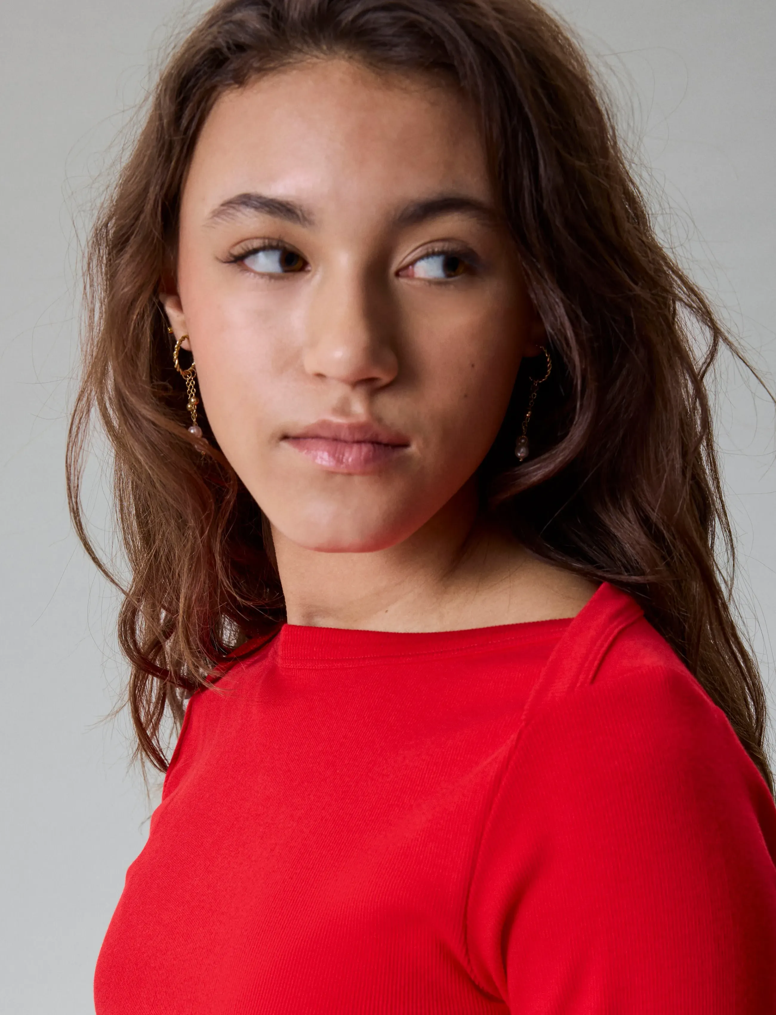 LMTD - NLFENVO 3/4 SHORT BOATNECK S TOP - langærmede t-shirts - high risk red - 3