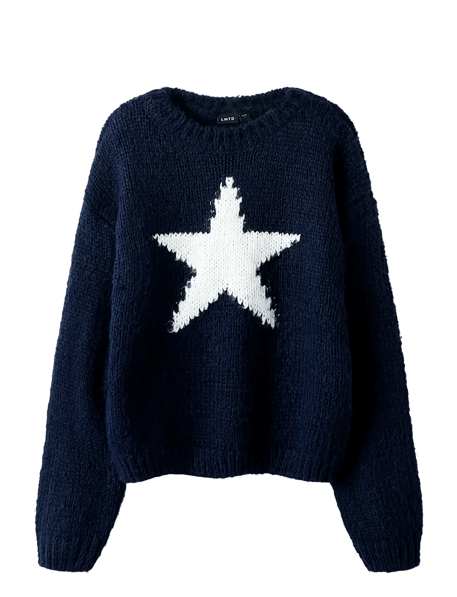 LMTD - NLFBOWSTA LS SHORT KNIT - trøjer - dark sapphire - 0