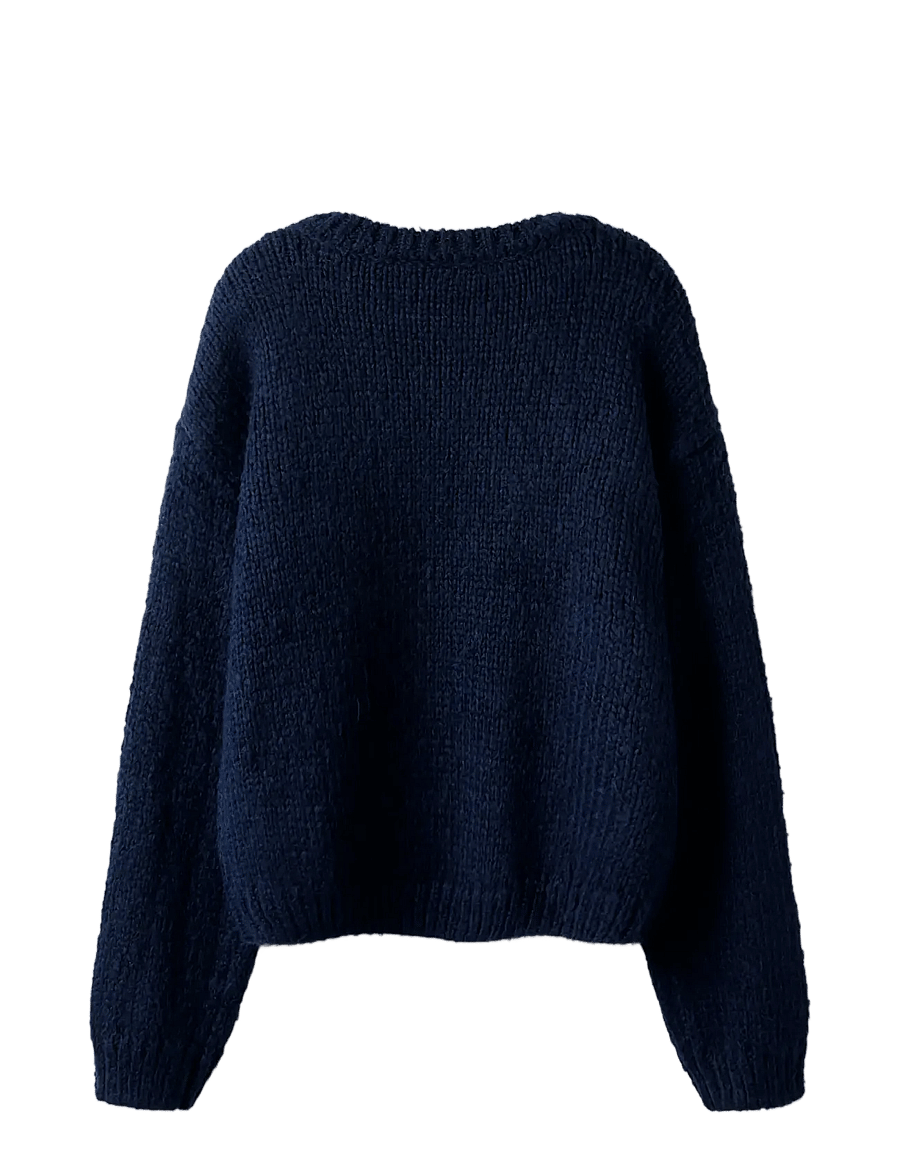LMTD - NLFBOWSTA LS SHORT KNIT - trøjer - dark sapphire - 1