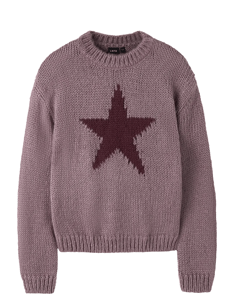 LMTD - NLFBOWSTA LS SHORT KNIT - trøjer - elderberry - 0
