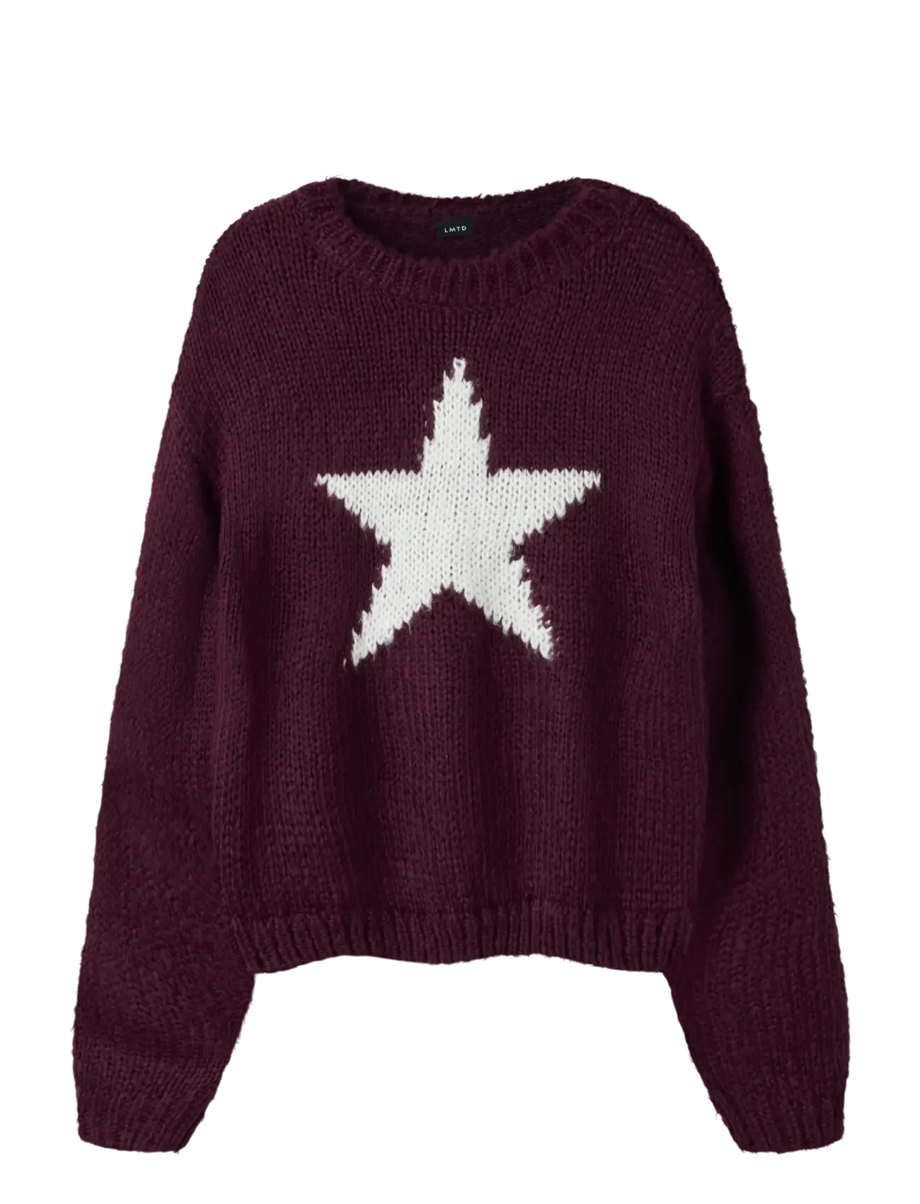 LMTD NLFBOWSTA LS SHORT KNIT - Trøjer - FIG / burgundy