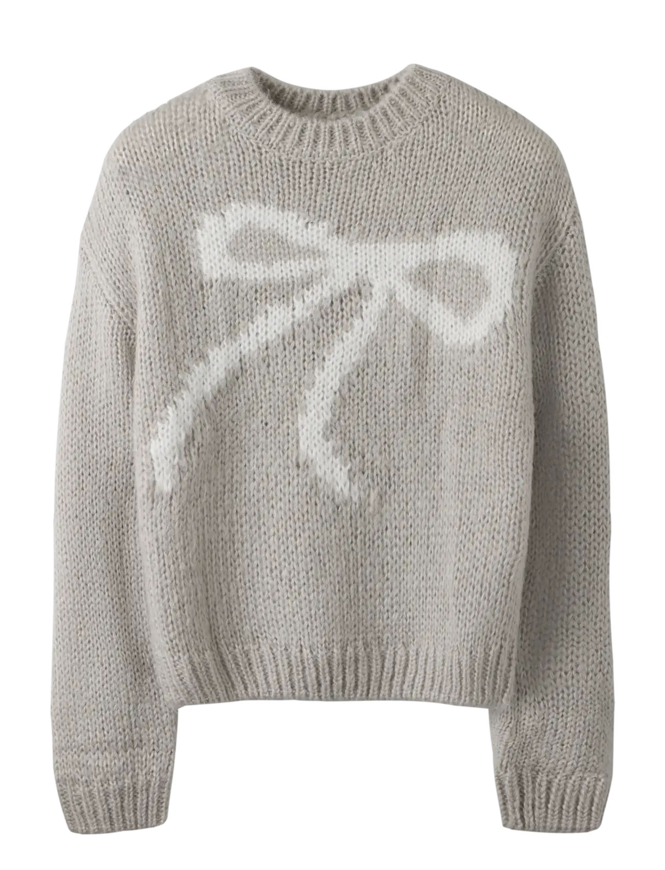 LMTD NLFBOWSTA LS SHORT KNIT - Trøjer - LIGHT GREY MELANGE / grey