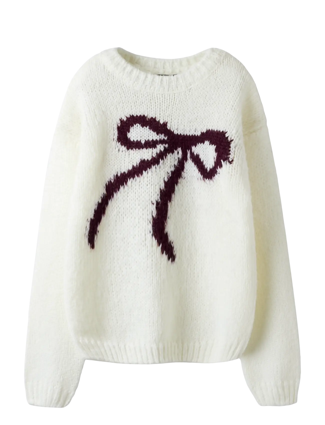 LMTD NLFBOWSTA LS SHORT KNIT - Strickmode - WHITE ALYSSUM / white