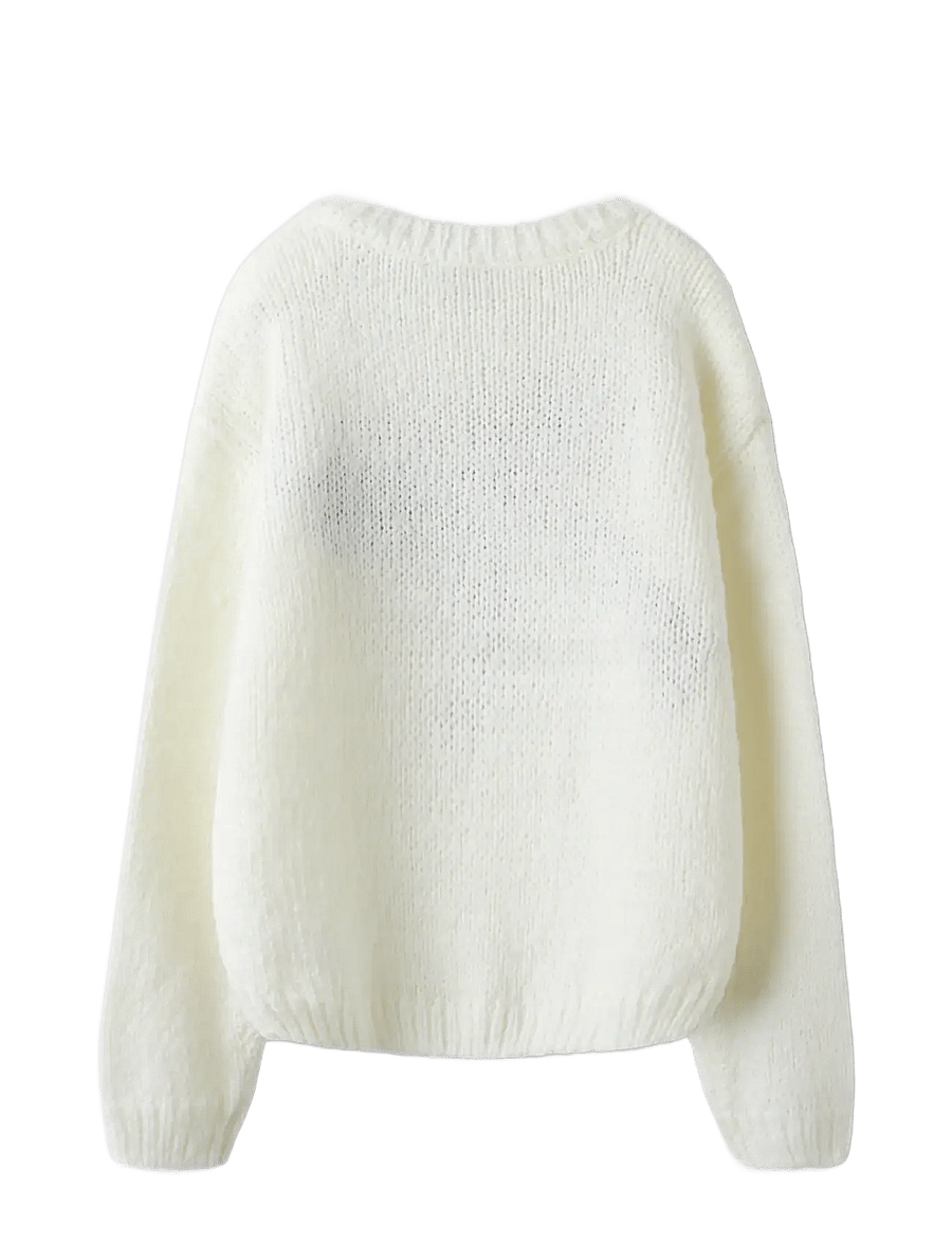 LMTD - NLFBOWSTA LS SHORT KNIT - white alyssum - 1