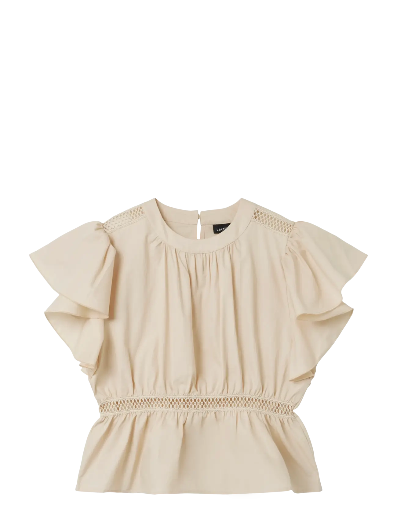 LMTD Nlfhilles Caps Shirt, Børn, Flæseærmet Peplumskjorte, Cream, Str: 146-152