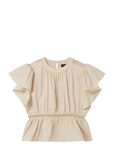 LMTD NLFHILLES CAPS SHIRT - Blouses & Tunics - SANDSHELL / cream