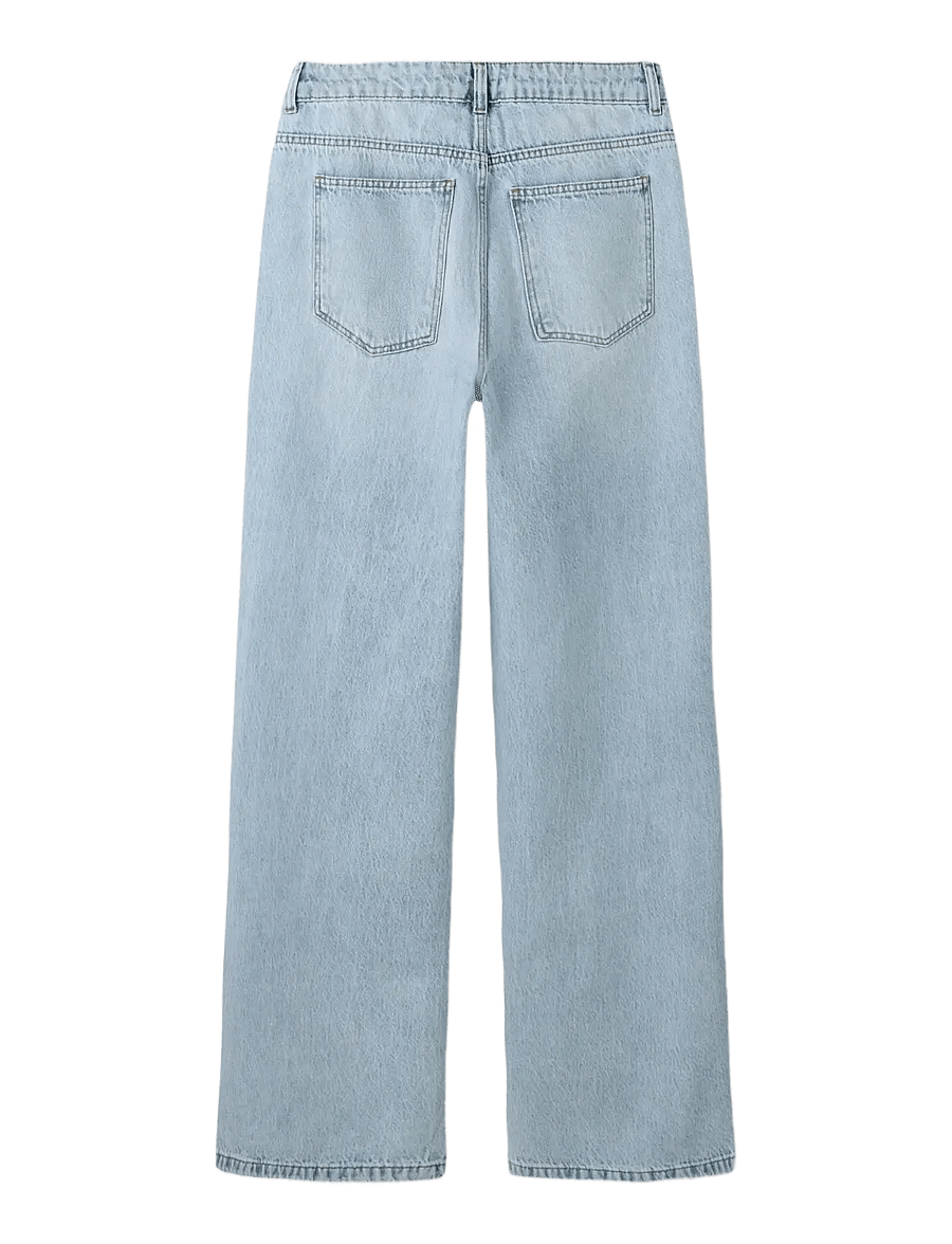 LMTD - NLFBIRM DNM LW LC WIDE PANT - brede jeans - light blue bleached denim - 1