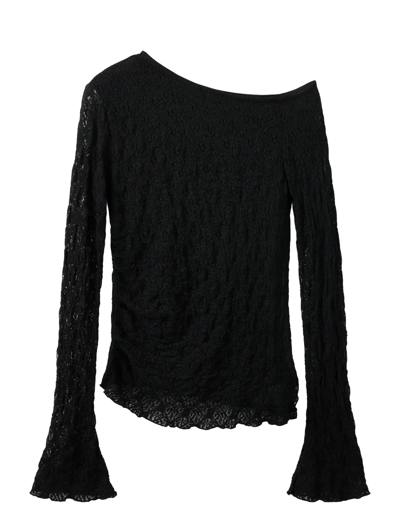 LMTD NLFROSANI LACE LS RUCHED TOP - Kinder 98-134 - BLACK / black