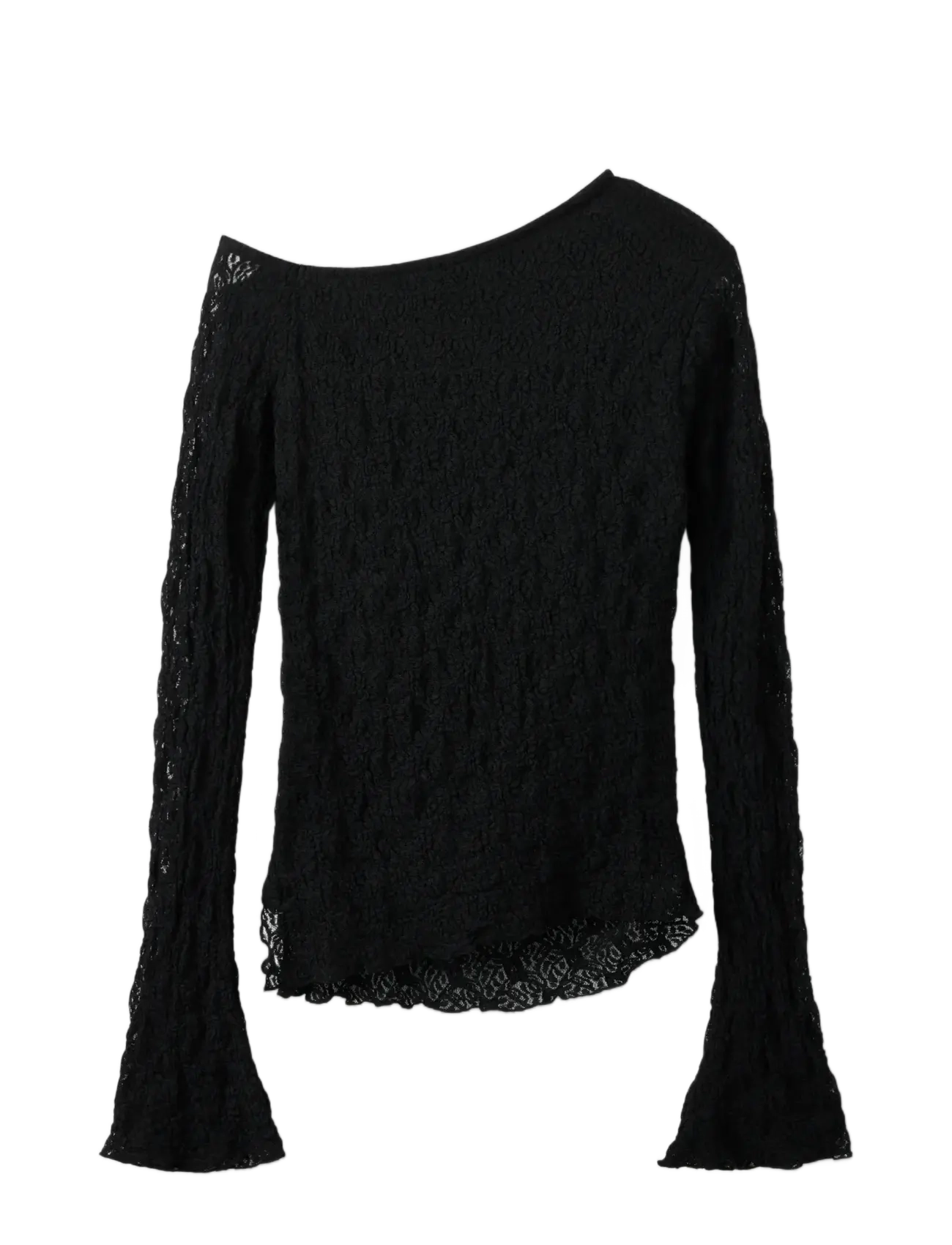 LMTD - NLFROSANI LACE LS RUCHED TOP - blusen & tuniken - black - 1