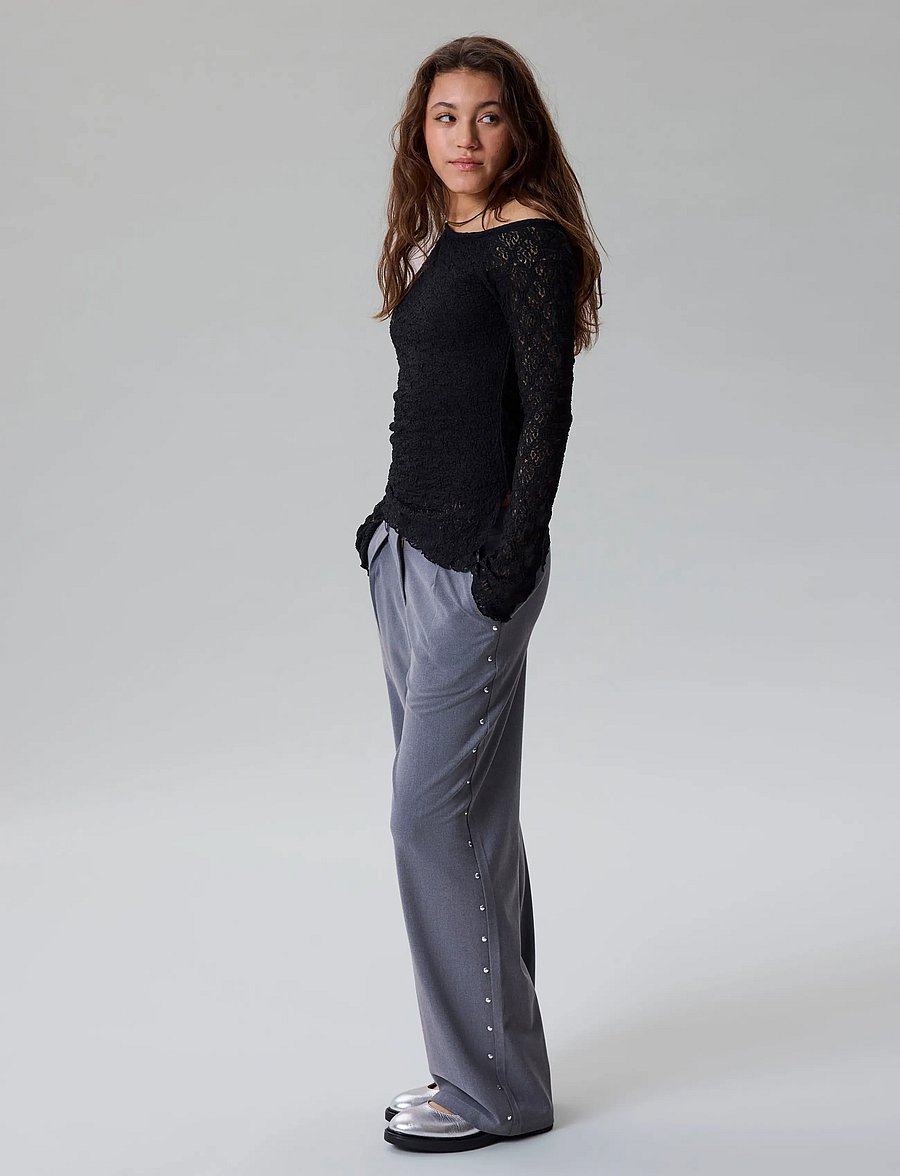 LMTD - NLFROSANI LACE LS RUCHED TOP - blusen & tuniken - black - 2