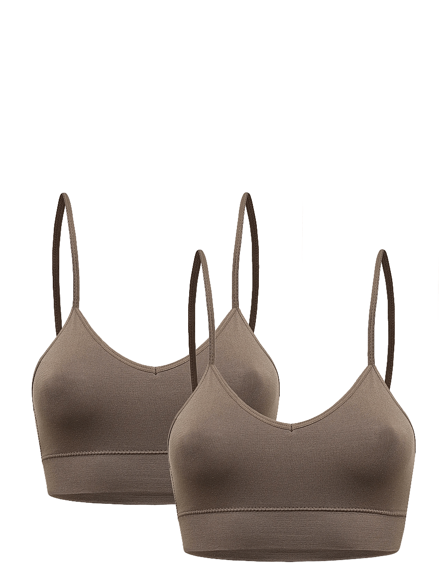 LMTD - NLFBETTY SEAMLESS BRALETTE 2P - topid - chocolate chip - 0
