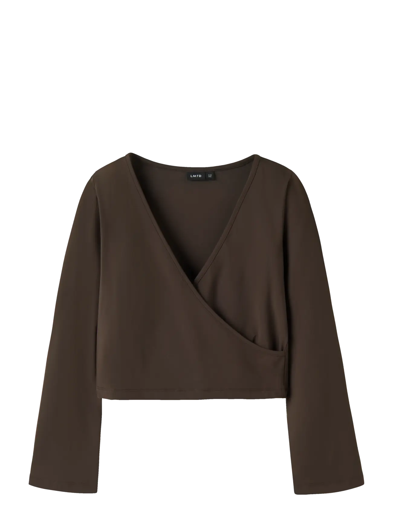 LMTD Nlfleann Ls Short Wrap Top, 170-176, T-shirts, Braun - Long-sleeved Kinder