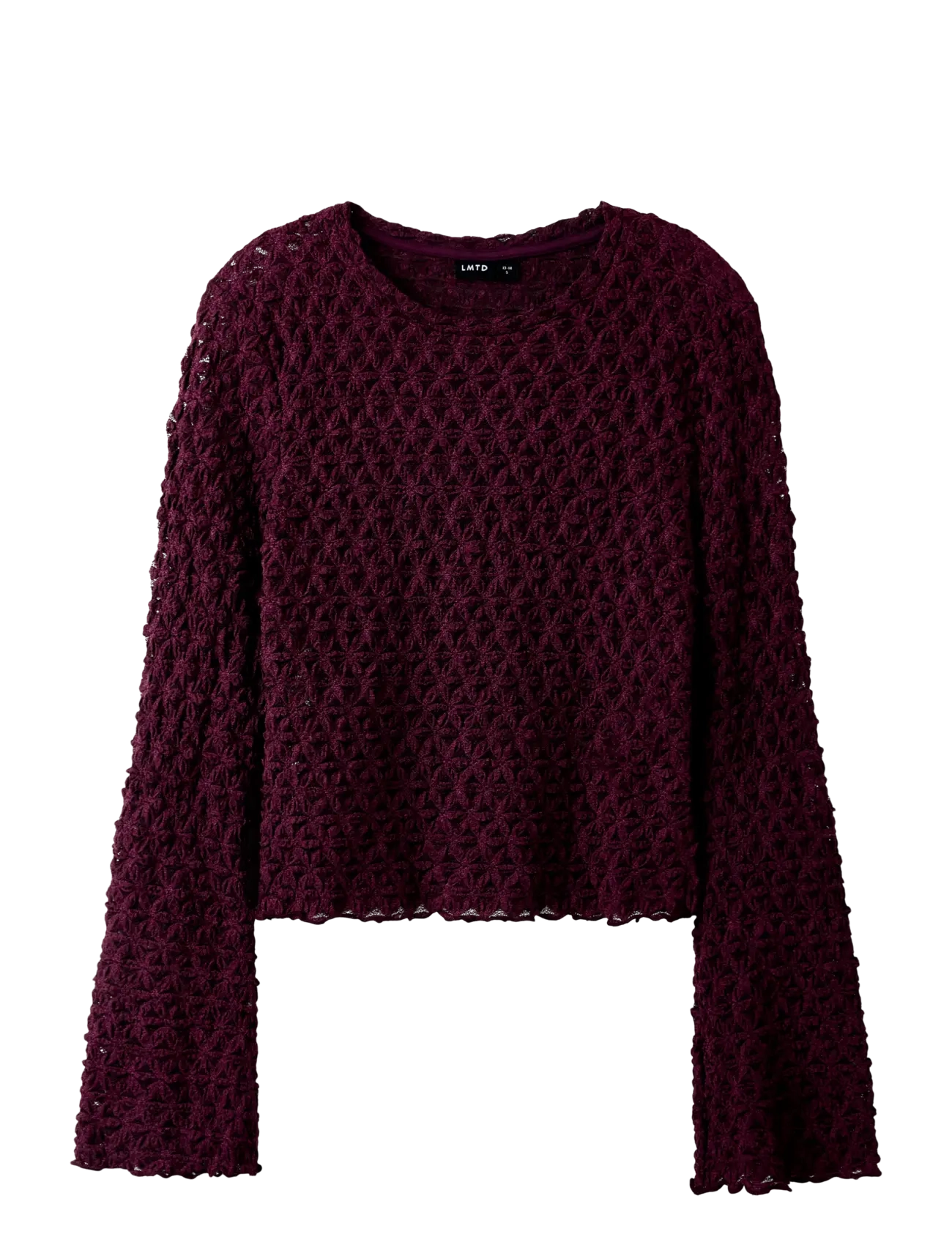 LMTD NLFROSANI LS LACE BELL SLEEVE TOP - Kinder 98-134 - FIG / burgundy
