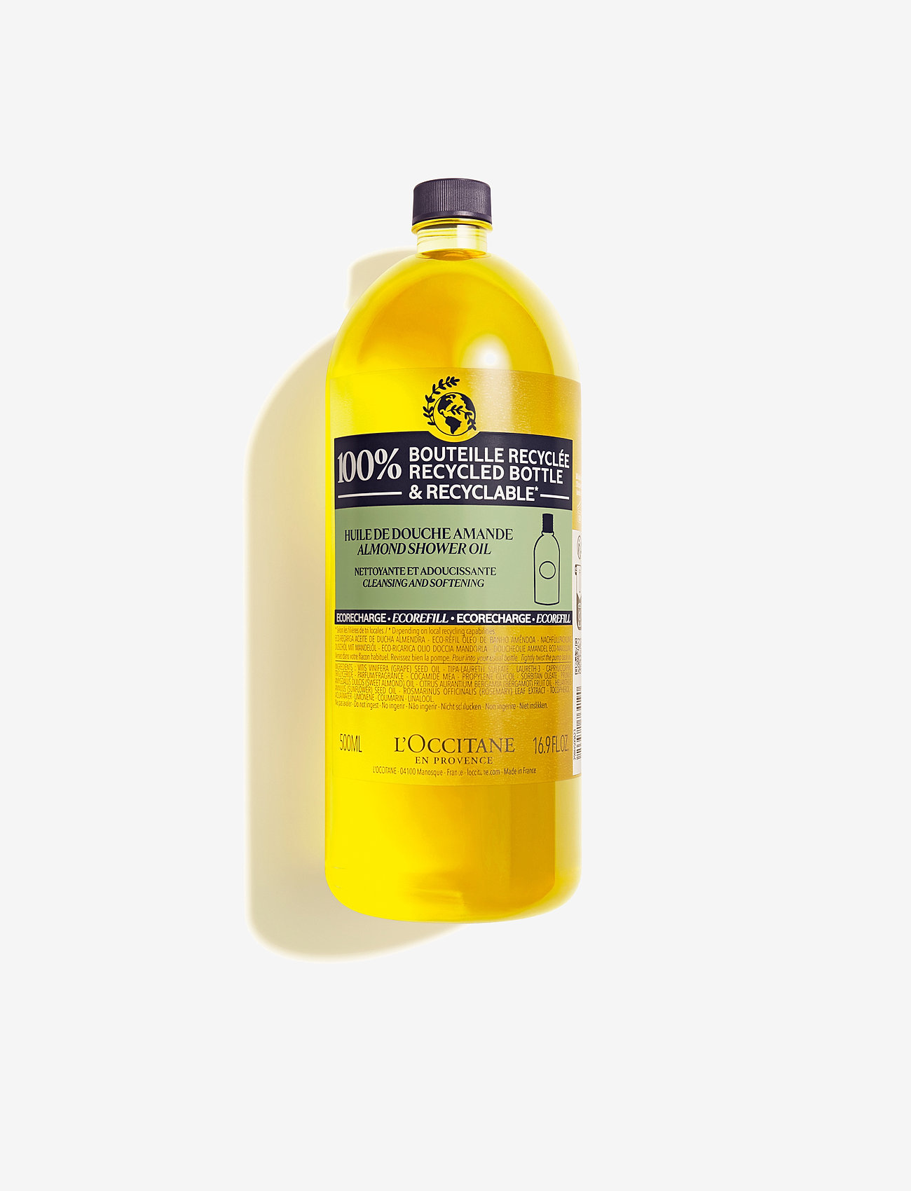 L'Occitane - Almond Refill Shower Oil 500ml - hudpleje - clear - 0