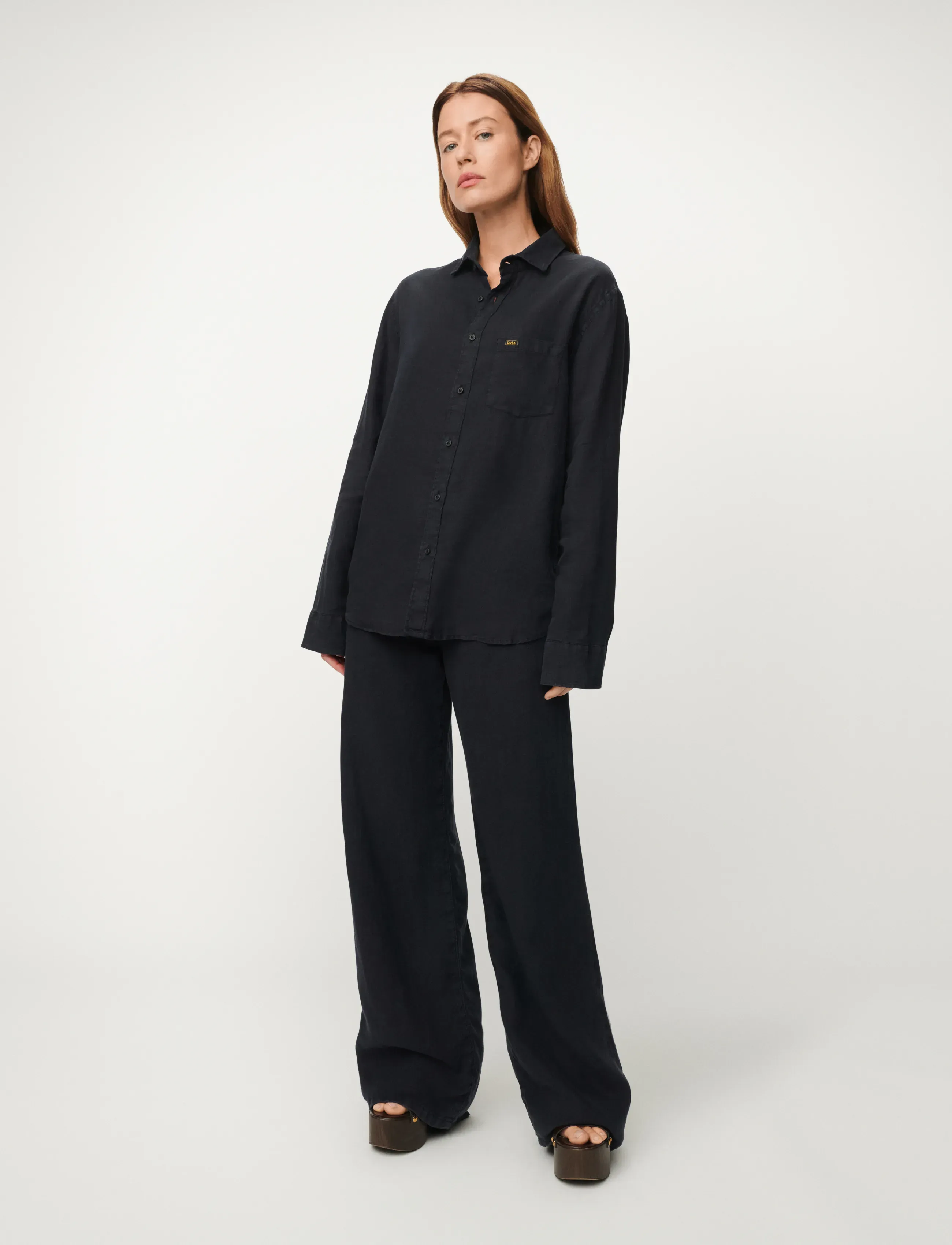 Lois Jeans Lucas - Hemden - 7905 BLUE LINEN LIGHT - 60 NAVY / black