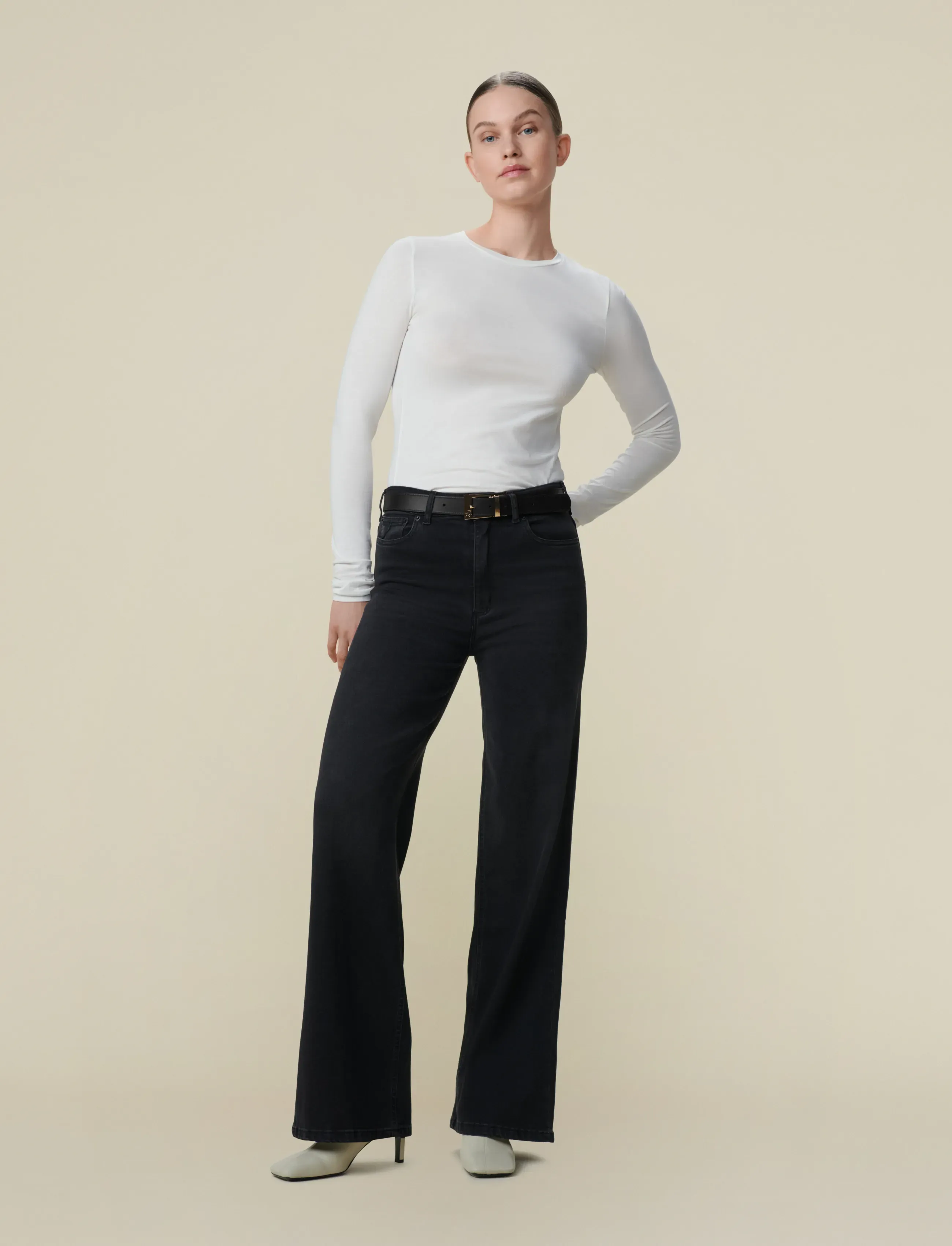 Lois Jeans Palazzo 6211 Jossie Night, Kvinder, Højtaljede Palazzo Jeans, Sort, Str: 31 x 30