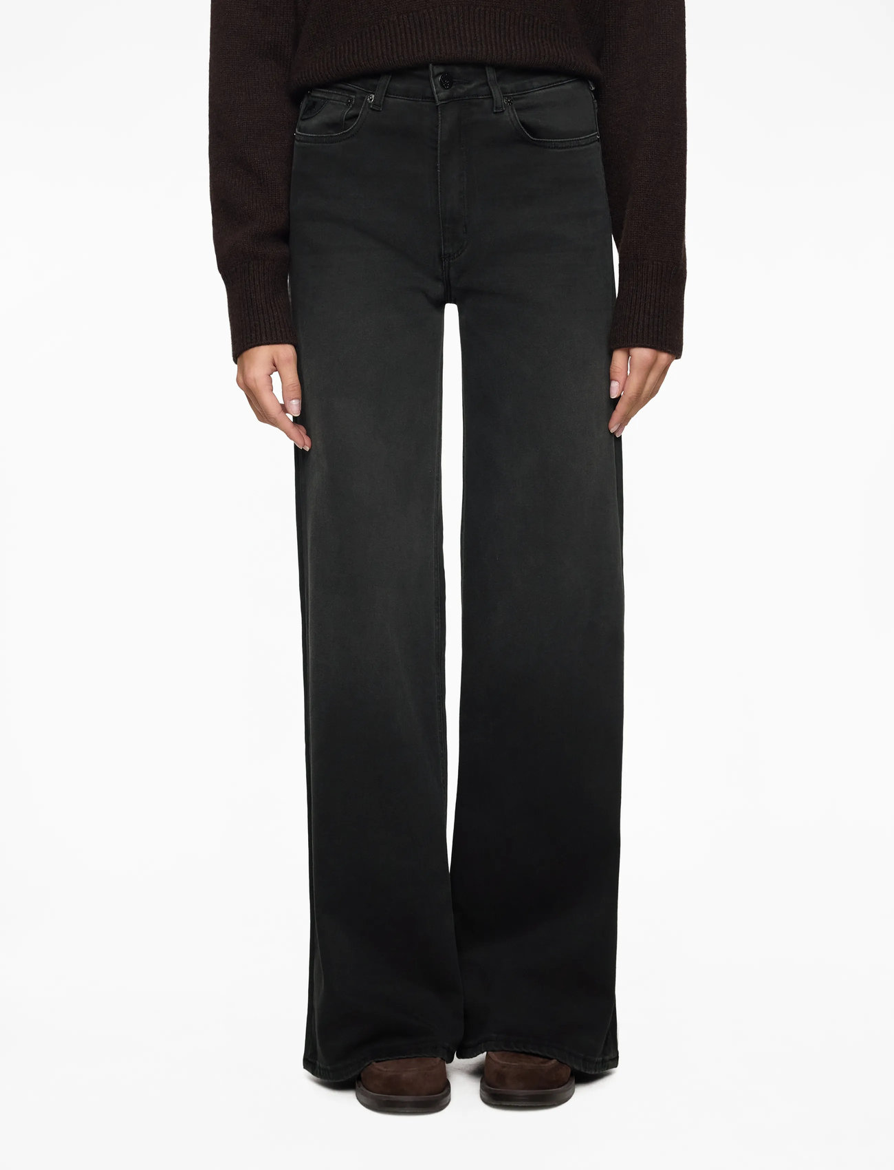 Crop Top Jean Palazzo Pantalon Ancho Con Abertura Lateral Lois