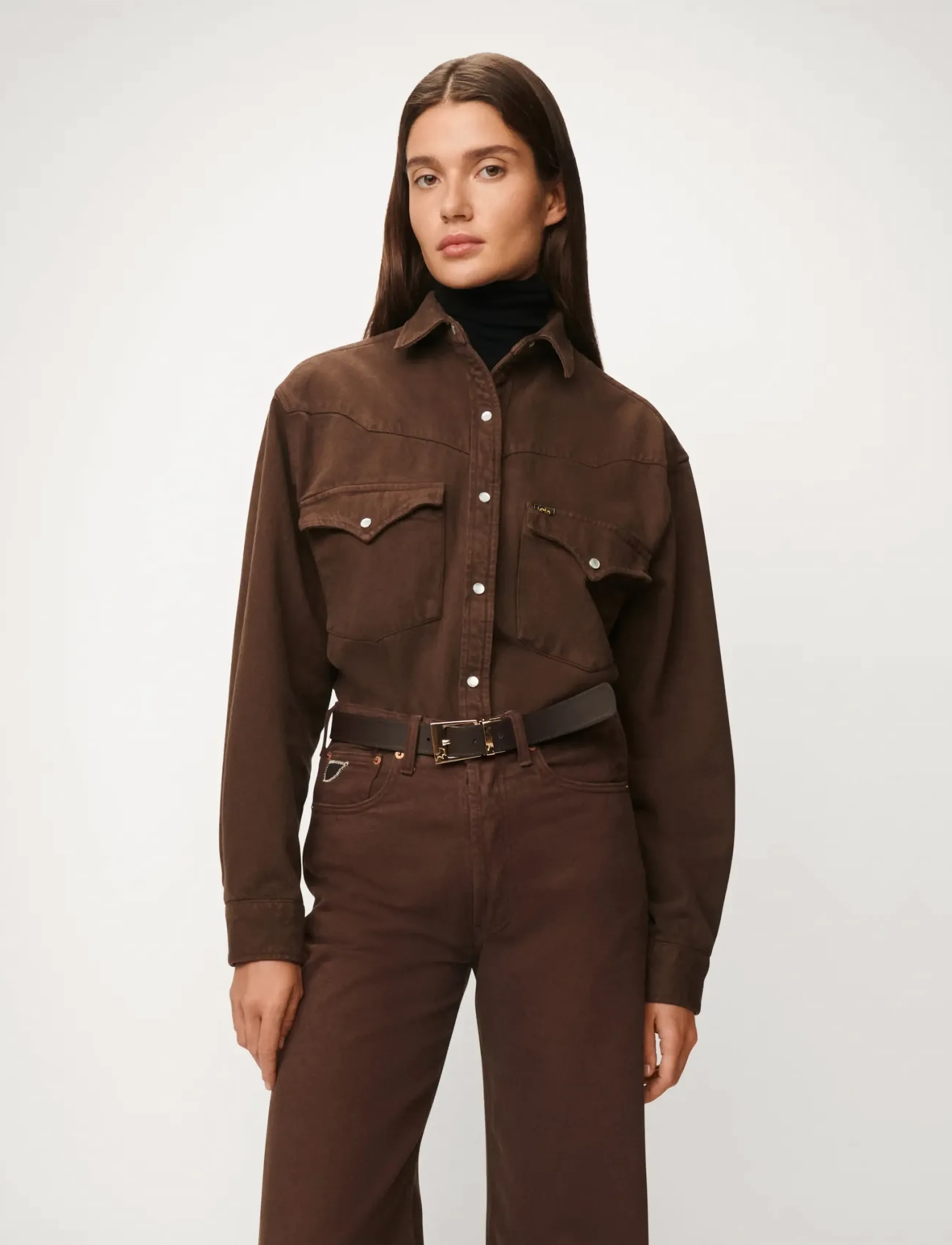 Lois Jeans The Rafael Sponge Good Stuff, Kvinder, Western Skjorte, Brun, Str: XS