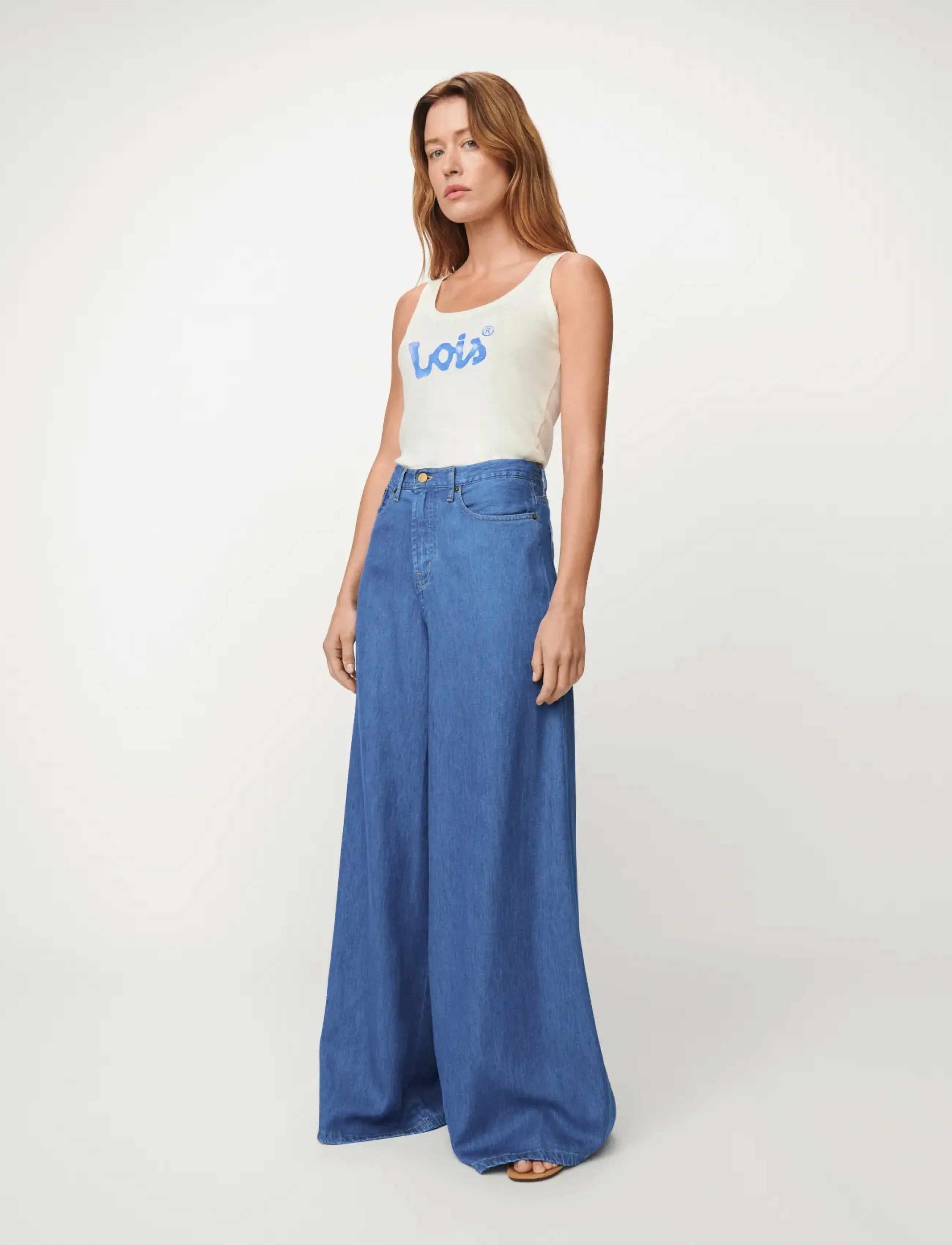 Lois Jeans Marlene, Kvinder, Brede Ben Jeans, Blå, Str: 31 x 32