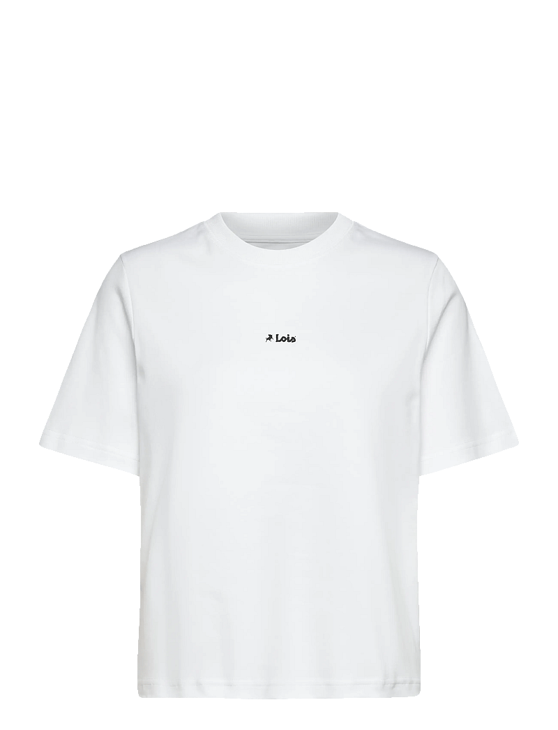 Lois Jeans - Cherry Tee - t-shirts - 7422 lois center - 01 white - black logo - 1