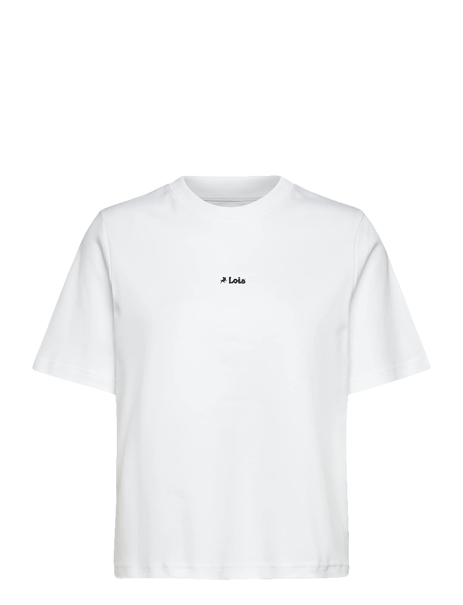 Lois Jeans - Cherry Tee - t-shirts - 7422 lois center - 01 white - black logo - 1